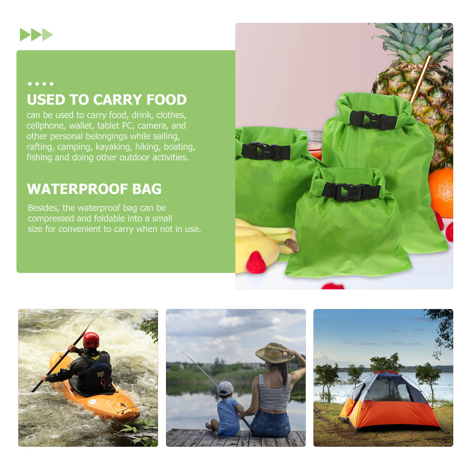 3 قطع من الأكياس الجافة المقاو - مراجعة Fishing Kayak Storage Bag وسعره